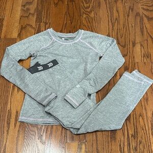All In Motion, Girls, Thermal Top and Bottom Set, Size S (6/6X), Gray w/Lilac
